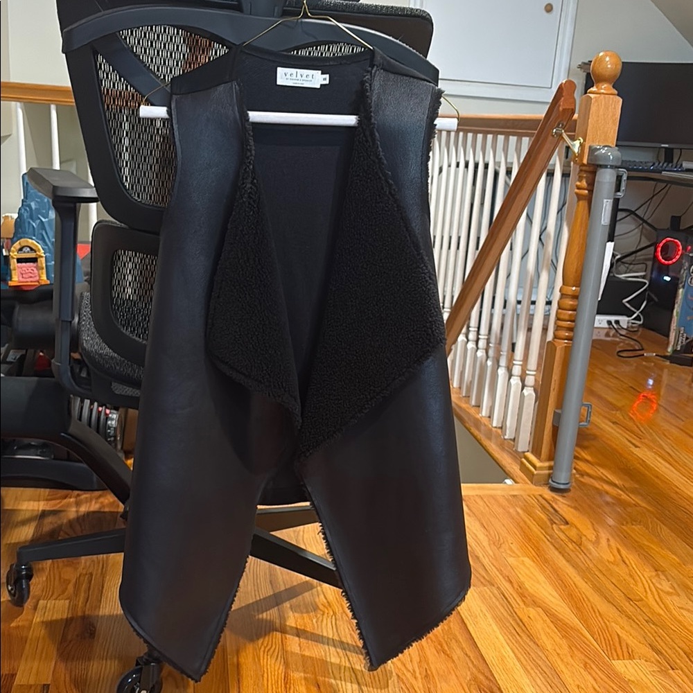 Black Faux suede shearling Vest